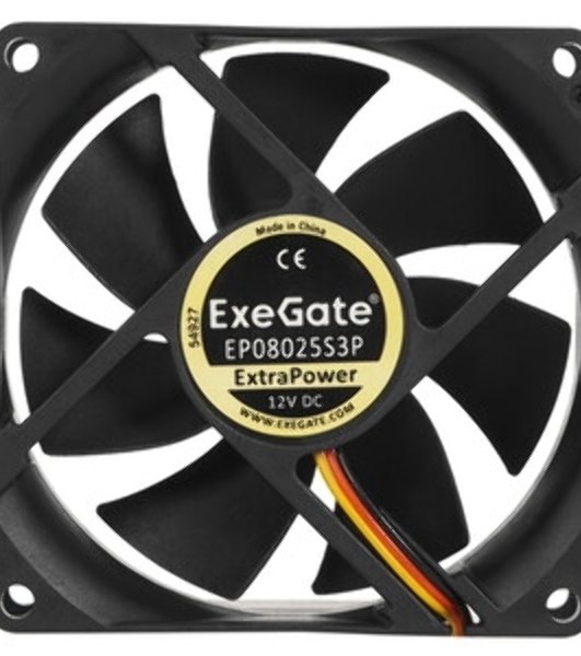 Вентилятор для корпуса ExeGate EX08025S3P-24 черный, 80 мм, 2850 об/мин, 28 дБ, 3 pin