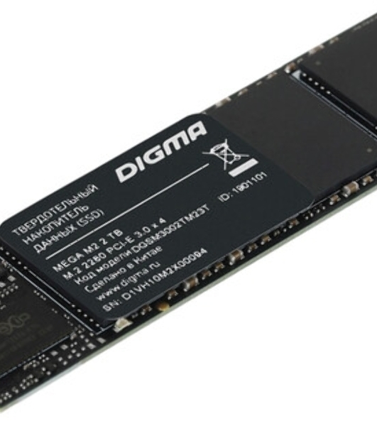 Накопитель SSD Digma Mega M2, 2048 Gb, PCIe 3.0 x4, M.2 2280, NVMe, R/W 3300/3000