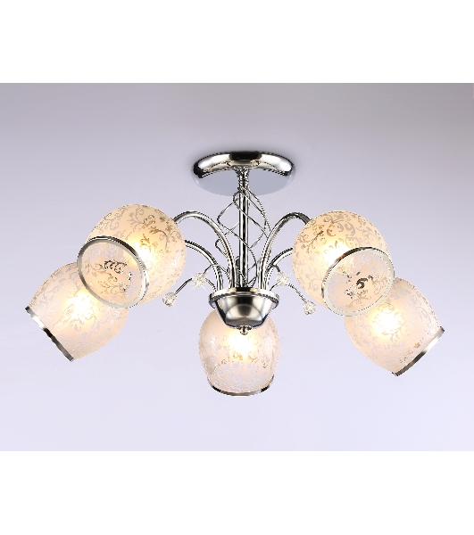 Светильник Ambrella light TR3188/5 CH/CL/FR хром/прозрачный/белый матовый E27/5 max 40W D600*285