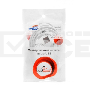 Кабель USB 2.0 Pro Cablexpert CC-mUSB2-AMBM-6W, AM/microBM 5P, 1.8м, экран, белый, пакет
