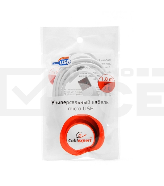 Кабель USB 2.0 Pro Cablexpert CC-mUSB2-AMBM-6W, AM/microBM 5P, 1.8м, экран, белый, пакет