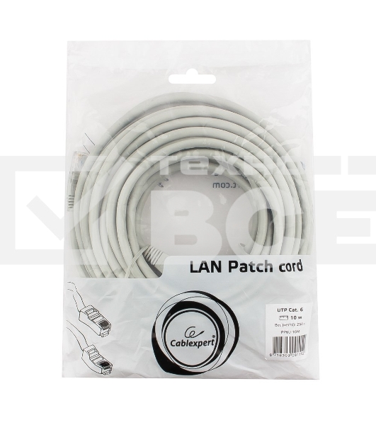 Патч-корд UTP Cablexpert PP6U-10M кат.6, 10м, литой, многожильный (серый)