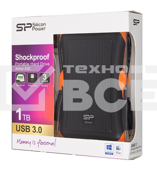 Внешний жесткий диск Silicon Power USB 3.0 1Tb A30 SP010TBPHDA30S3K Armor 2.5