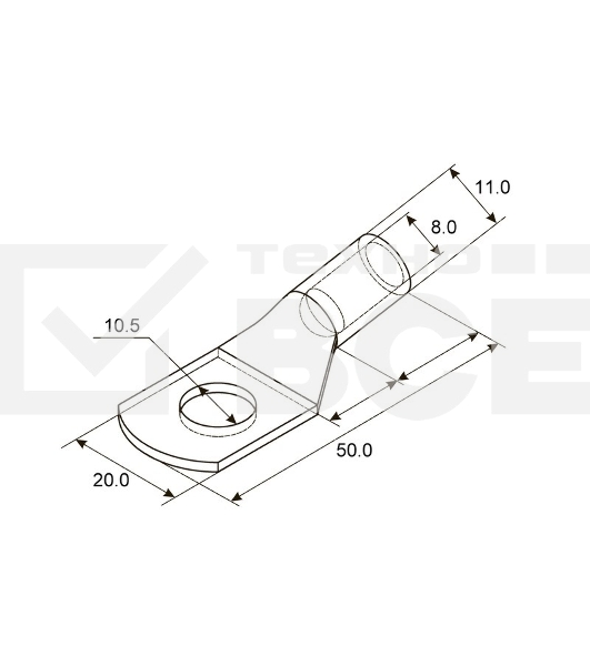 Наконечник ТМЛ 25–10–8 (25 мм² - Ø 10 мм) ГОСТ 7386-80 (в упак. 5 шт.) Rexant