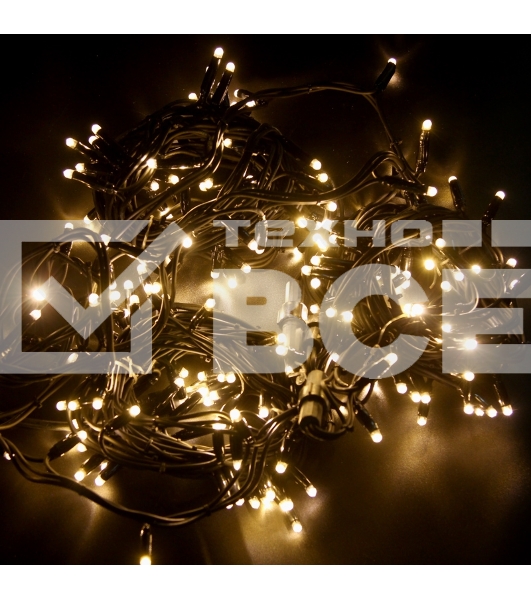 Гирлянда модульная «Дюраплей LED» 20 м, 200 LED черный каучук, мерцающий Flashing (каждый 5-й диод) свечение теплое белое
