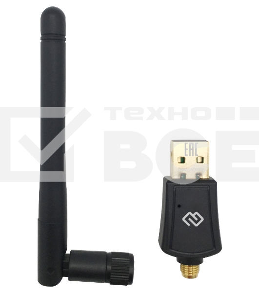 Сетевой адаптер Wi-Fi Digma DWA-AC600E AC600 USB 2.0 (ант.внеш.съем) 1ант. (упак.:1шт)