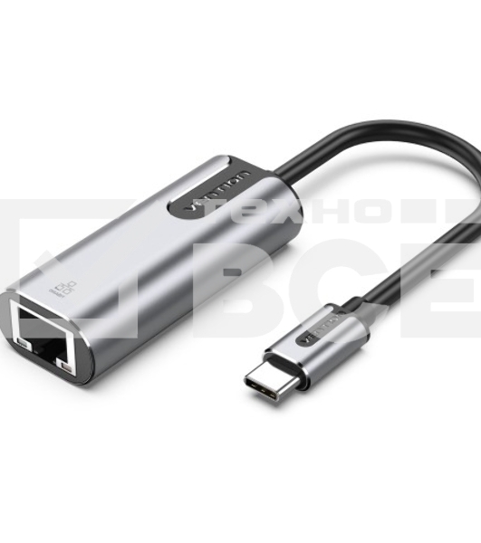 Адаптер Vention USB-C to Gigabit Ethernet Adapter 0.15M Gray Aluminum Alloy Type