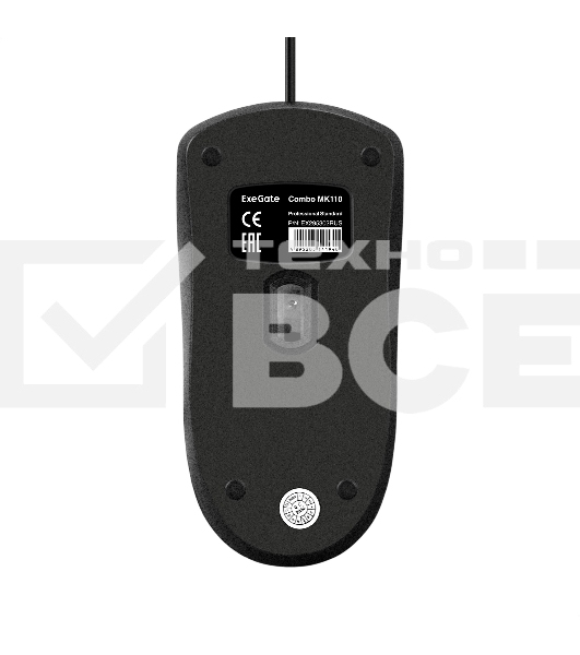 Комплект ExeGate Professional Standard Combo MK110 (клавиатура влагозащищенная 104кл. + мышь оптическая 1000dpi, 3 кнопки и колесо прокрутки, длина кабелей 1,5м; USB, черный, Color Box)