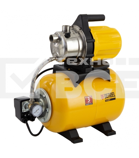 Насосная станция Denzel PS800X автоматическая 800Вт 3200л/ч ресивер 24л подъем 38м