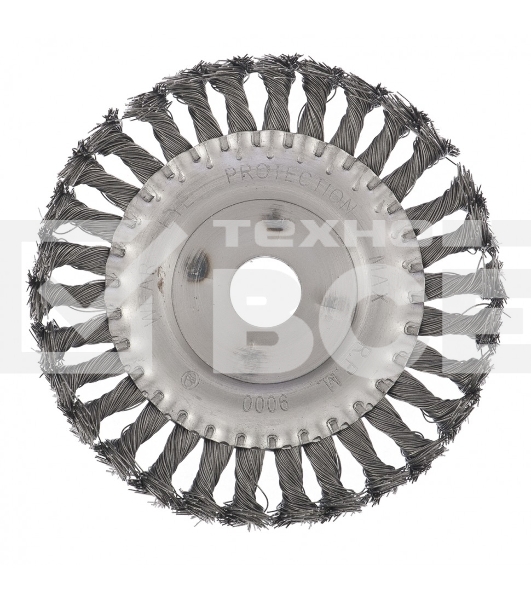 Щетка для УШМ Сибртех 150 мм, посадка 22,2 мм, Плоская, крученая проволока 0,5 мм