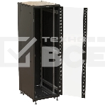 Шкаф серверный Hyperline (TTBR-4261-AS-RAL9004) напольный 42U 600x1000мм пер.дв.стекл задн.дв.спл.стал.лист 2 бок.пан. 800кг черный 910мм 2055мм IP20 сталь, фото 1