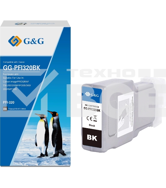 Картридж струйный G&G GG-PFI320BK (PFI-320BK) черный (300 мл) для Canon imagePROGRAF TM-200/200MFP/205/300/300MFP/305