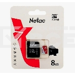 Карта памяти Netac P500 ECO MicroSDHC 8GB C10 [NT02P500ECO-008G-R], с адаптером, фото2