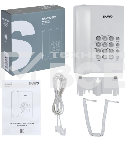 Телефон проводной SANYO RA-S204W белый