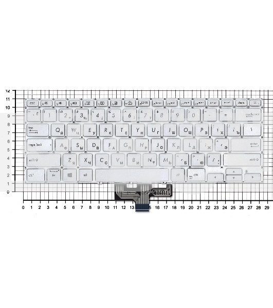 Клавиатура для ноутбука Asus ZenBook 14 UX434 серебристая с подсветкой