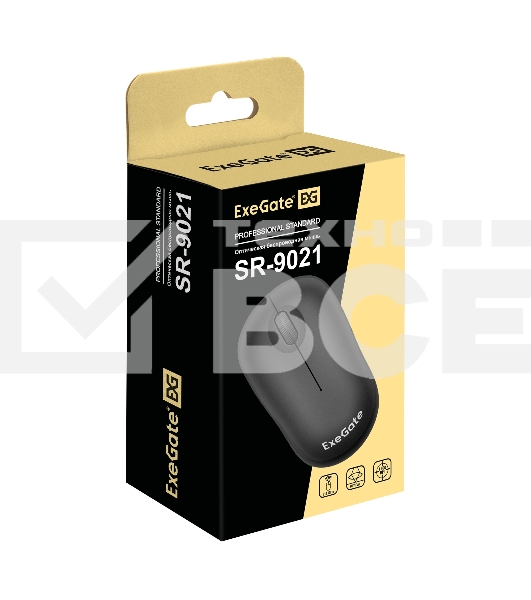Мышь беспроводная ExeGate Professional Standard SR-9021 черный, 1200 dpi, радиоканал, USB, кнопки - 3
