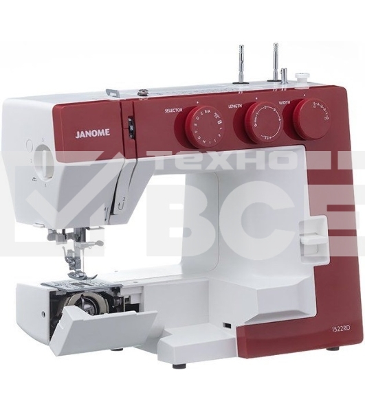 Швейная машина Janome 1522RD 25 операции, петля автомат, верт. челнок, нитевдеватель, мягкий  , подарочный набор (шпульки, ножницы, сантиметровая лента, игольница )