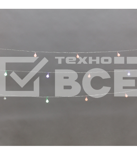 Гирлянда светодиодная Шарики 5м, 20LED, IP20, прозрачный провод, свечение мульти (RG/RB), контроллер 8 режимов, 230В NEON-NIGHT