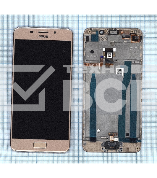 Дисплей для Asus ZenFone 3s Max ZC521TL золотой с рамкой