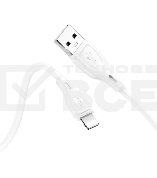 Кабель USB HOCO X61 Ultimate silicone, USB - Lightning, 2.4А, 1м, белый