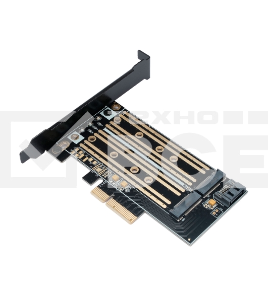 Адаптер для двух SSD M.2 (NVMe+SATA) в разъем PCI-e Gembird MF-PCIE-NVME-SATA, коробка