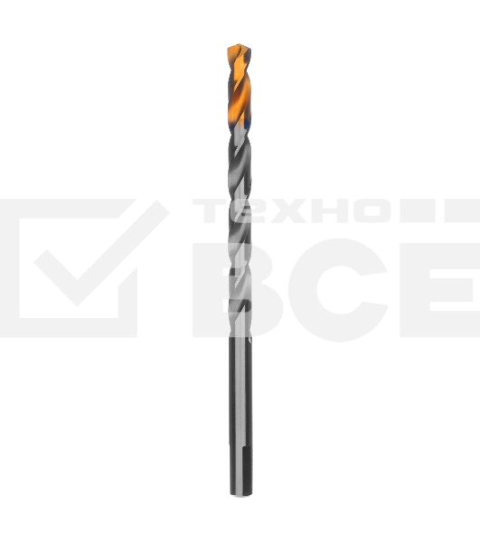 Сверло спиральное по металлу 10 х 184 мм, Р6М5, Golden Tip, удлиненное Denzel
