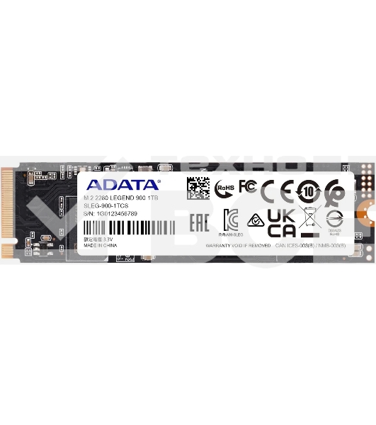 Накопитель SSD ADATA LEGEND 900, 1Tb, PCIe 4.0 x4, M.2 2280, NVMe, R/W 7000/4700, с радиатором