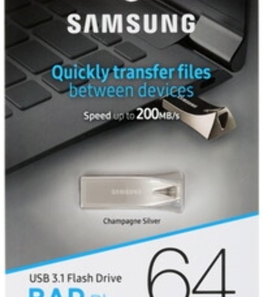 Флешка USB 64Gb USB Drive USB 3.1 Samsung BAR Plus (up to 300Mb/s) (MUF-64BE3/APC) серебристый