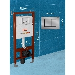 Инсталляция BAU PRO для подвесного унитаза, клавиша смыва BAU Stil антивандальная для системы двойного слива, нержавеющая сталь сатин, фото5