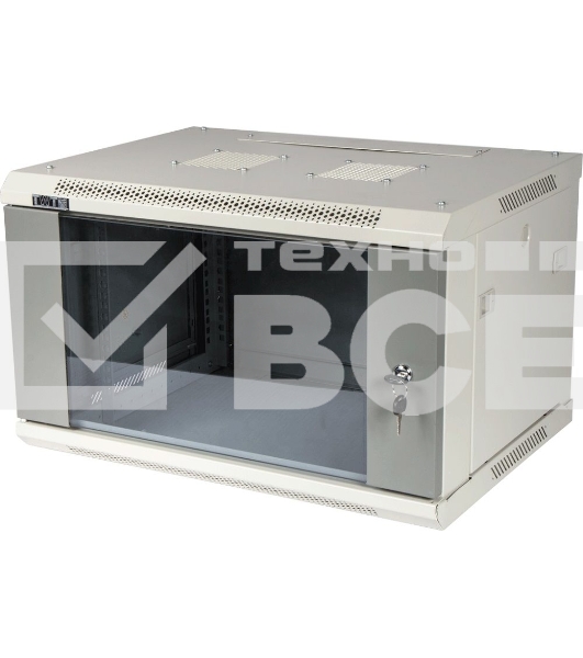 Шкаф настенный Lanmaster TWT-CBWPG-9U-6X6-GY 9U 600x600мм пер.дв.стекл съемные бок.пан. 60кг серый
