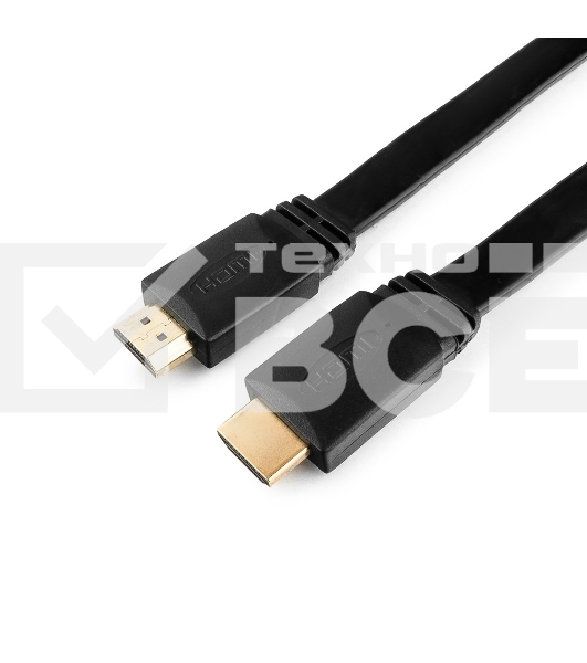 Кабель Cablexpert HDMI CC-HDMI490-15, 19M/19M, v2.0, медь, позол.разъемы, экран, плоский кабель, 1м, черный, пакет