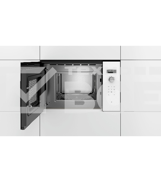 Микроволновая печь встраиваемая Bosch BFL524MW0 белый, 20 л, 800 Вт, переключатели - поворотный механизм/сенсор
