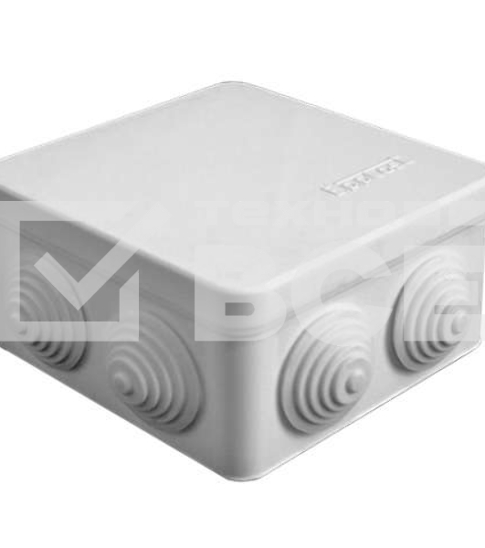 Коробка распр. ОП 105х105х56 7 выходов 4 гермоввода IP54 крышка защелкивающаяся сер. Epplast 100012