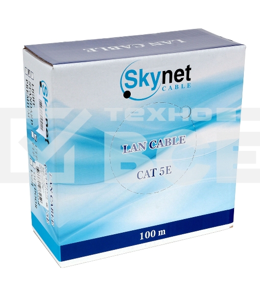 Кабель SkyNet Standart UTP indoor 4x2x0,48, медный, FLUKE TEST, кат.5e, однож., 100 м, box, серый