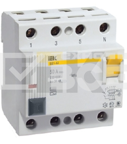 Выключатель дифференциального тока (УЗО) Iek MDV10-4-016-030 ВД1-63 4Р 16А 30мА ИЭК