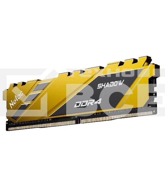Оперативная память NETAC Shadow, DDR4, 8GB (1x8GB), 3600MHz, CL18, с радиаторами, желтый