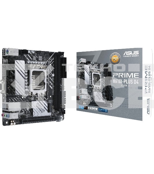 Материнская плата ASUS PRIME H610I-PLUS D4-CSM, LGA 1700, Intel H610, 2xDDR4, 4xSATA, 1xM.2 PCIe 3.0 x4, 1xPCIe 4.0 x16, 1xHDMI, 1xDP, 1xVGA, 2xUSB-A 3.2 Gen 1, 2xUSB-A 2.0, 1x 1Gb LAN, 3x3.5 мм, 7.1, Mini-ITX