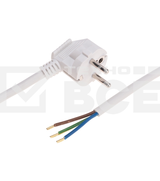 Шнур электрический с вилкой Rexant ПВС 3х1,5 мм², 3м белый