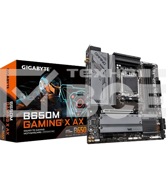 Материнская плата Gigabyte B650M GAMING X AX, AM5, AMD B650, 4xDDR5, 4xSATA, 3xM.2, 1xPCI-E 4.0 x16, 2xPCI-E 4.0 x1, 3xUSB-A 3.2 Gen 1, 1xUSB-C 3.2 Gen 2, 1x 2.5Gb LAN, 3x3.5 мм, 7.1, Micro-ATX
