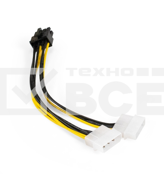Переходник питания PCI-Express 8pin ExeGate EX-CC-PSU-62 (от 2х разъемов Molex (IDE) блока питания, 0,15м)
