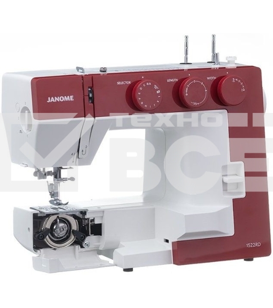 Швейная машина Janome 1522RD 25 операции, петля автомат, верт. челнок, нитевдеватель, мягкий  , подарочный набор (шпульки, ножницы, сантиметровая лента, игольница )