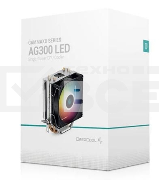 Кулер для процессора DEEPCOOL AG300 черный, 92 мм, алюминий/медь, 3050 об/мин, 30.5 дБ, 4 pin, 150 Вт, 129 мм