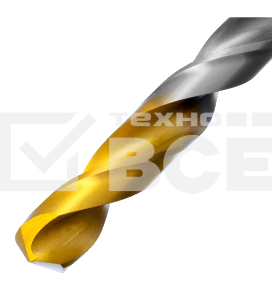 Сверло спиральное по металлу 10 х 184 мм, Р6М5, Golden Tip, удлиненное Denzel