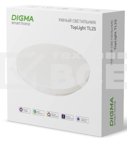 Умный светильник Digma TopLight TL25 потолоч. белый (TL25)