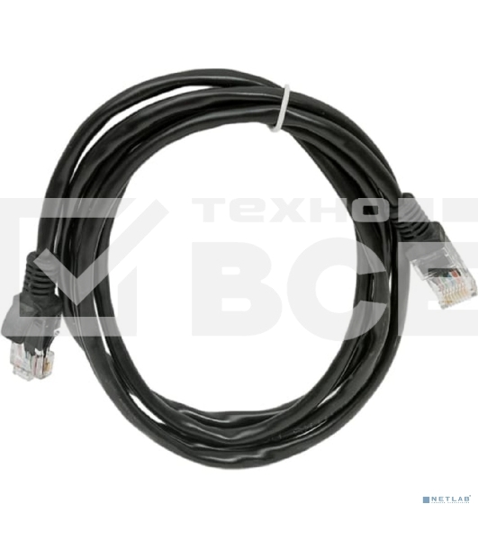 Патч-корд UTP Cablexpert PP12-1.5M/BK кат.5e, 1.5м, литой, многожильный (черный)
