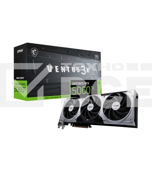 Видеокарта MSI PCI-E 5.0 RTX 5060 Ti 8G VENTUS 3X OC NVIDIA GeForce RTX 5060TI 8Gb 128bit GDDR7 2602/28000 HDMIx1 DPx3 HDCP Ret