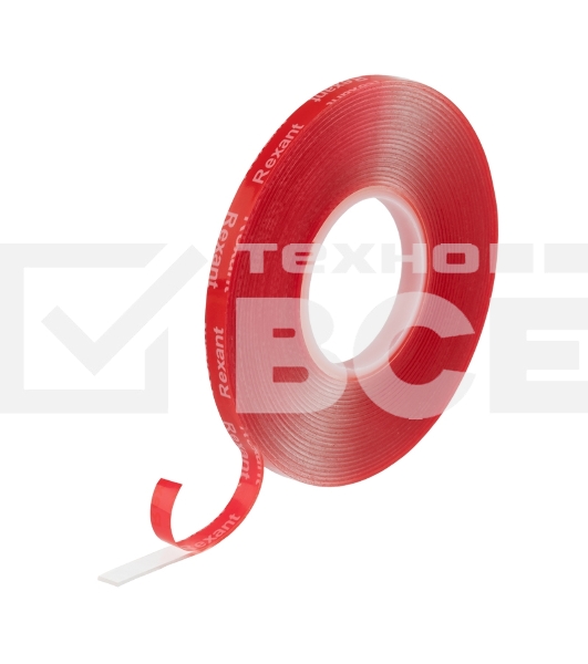 Лента клейкая двухсторонняя Rexant прозрачная, на VHB акриловой основе, 6 мм х 5 м