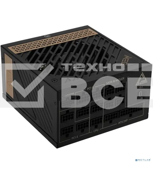 Блок питания MSI MEG Ai1300P (306-7ZP4A11-CE0), 1300Вт, 80 PLUS Platinum, 120мм, модульный, черный/золотой