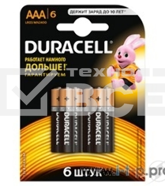Батарейка Duracelll LR03-6BL BASIC (6/60/33840)