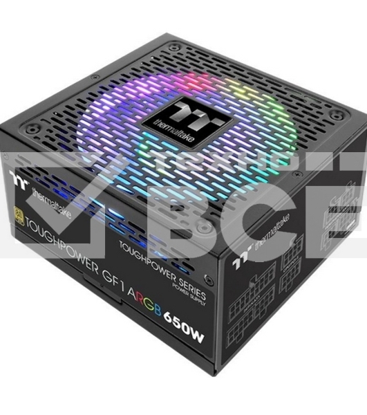 Блок питания Thermaltake ATX 650W Toughpower GF1 ARGB 80 PLUS gold (24+4+4pin) APFC 140mm fan color LED 9xSATA Cab Manag RTL